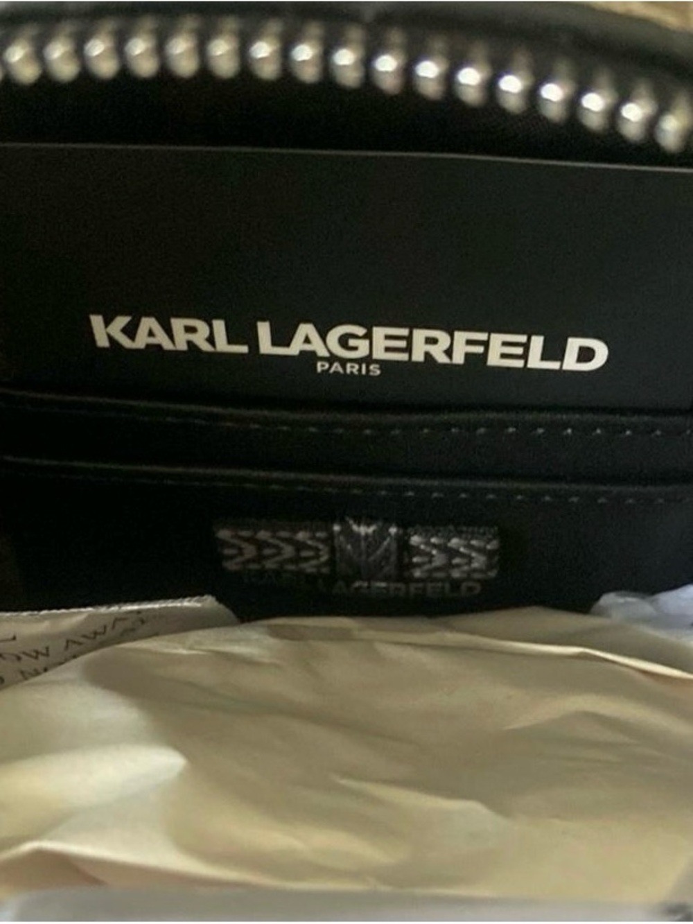 Karl Lagerfeld Beige KL Monogram Dome Crossbody with Black Trim - Picture 6 of 6